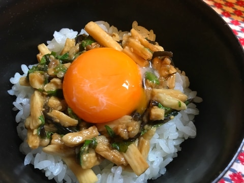 ごま油香る 長芋と大葉と塩昆布の混ぜのっけ丼